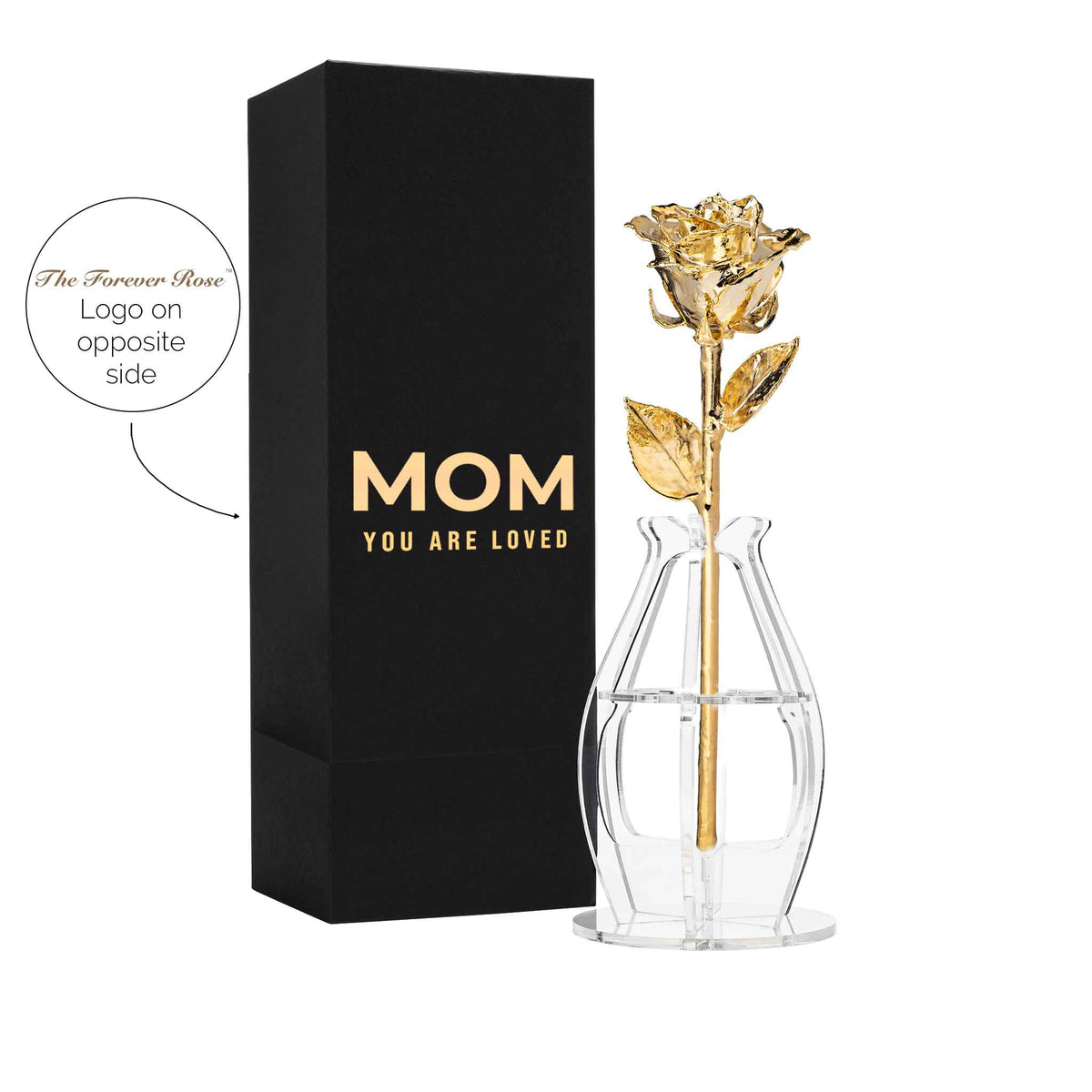 &quot;Mom You Are Loved&quot; Personalized 24K Gold Forever Rose Combo with Bloom Box &amp; Phantom Vase™ Combo