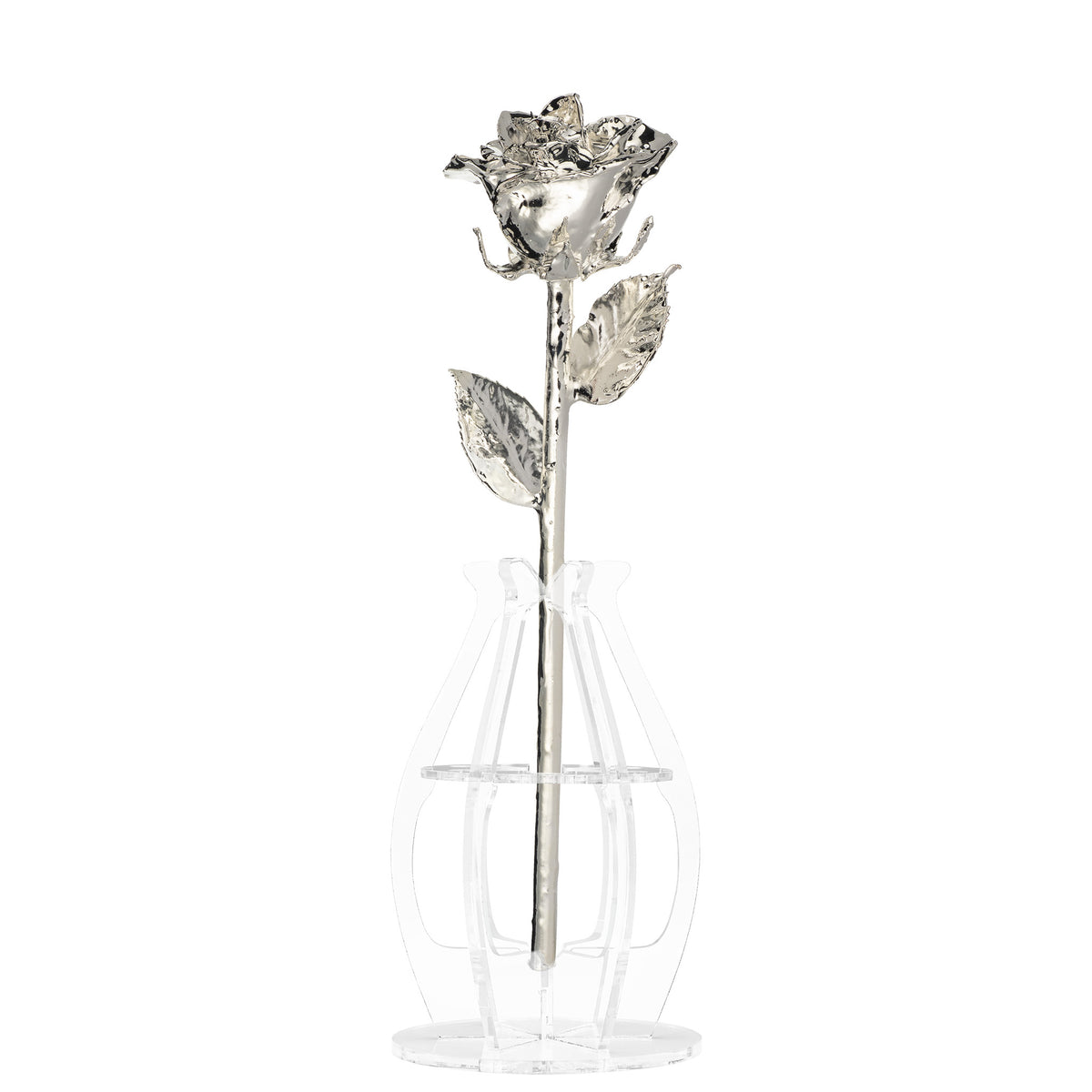 &quot;Mom You Are Loved&quot; Personalized Silver Forever Rose Combo with Bloom Box &amp; Phantom Vase™ Combo