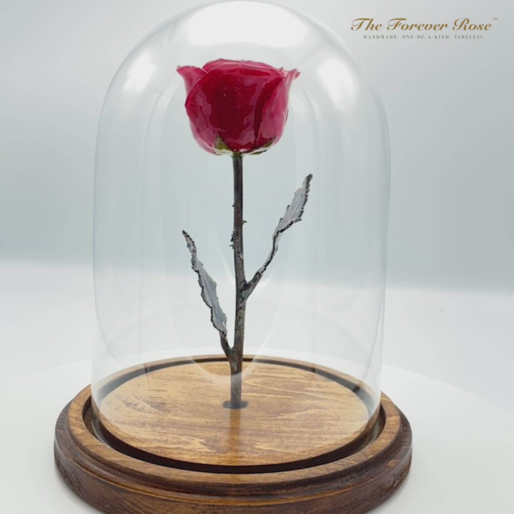 Enchanted Rose in Glass Dome - Red