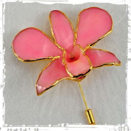 Gold sold color orchid pin