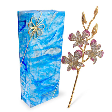 Custom 24K Gold Orchid White To Pink Forever Rose with Swarovski¨ Crystals (Solid Color) (Made to Order)