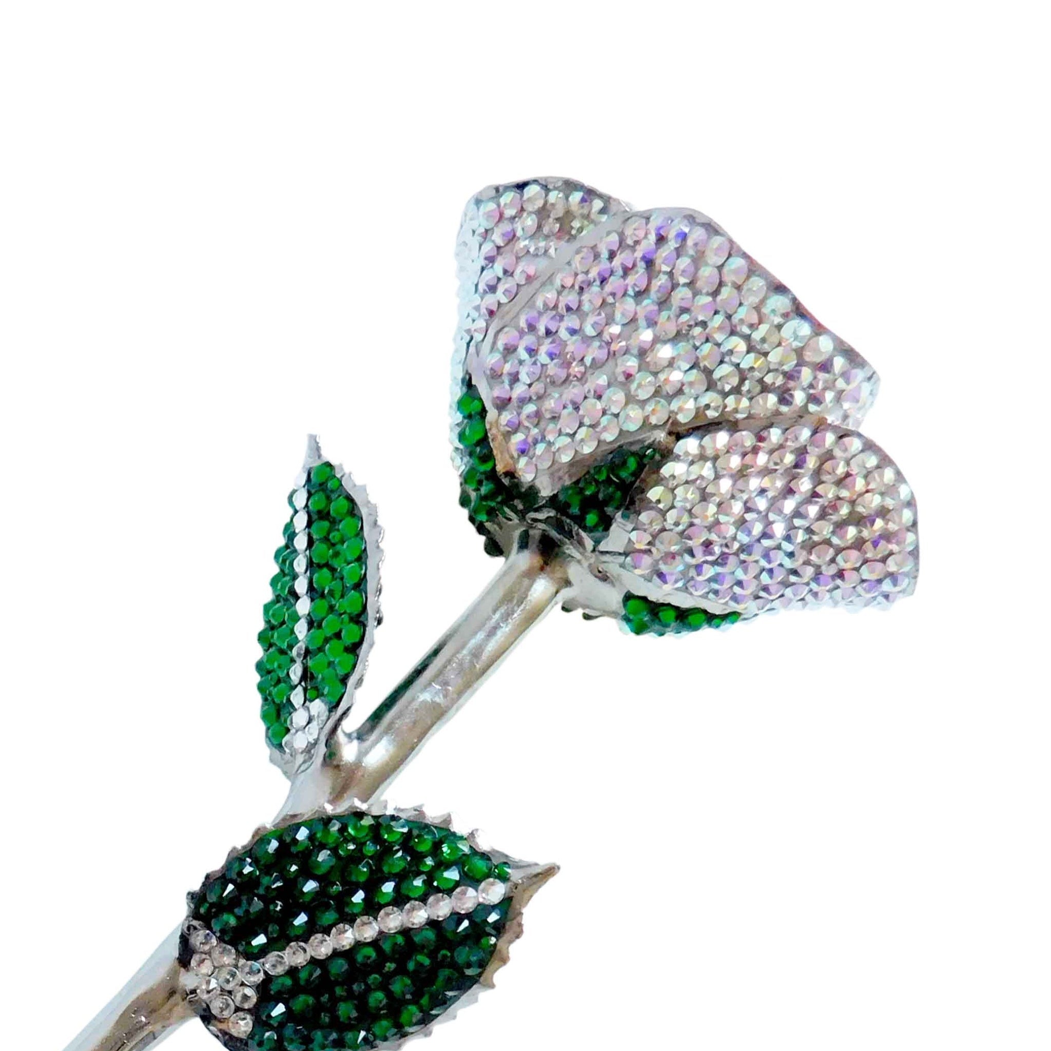 Custom Platinum Trim Aurora Borealis Forever Rose with Swarovski¨ Crystals (Solid Color) (Made to Order)
