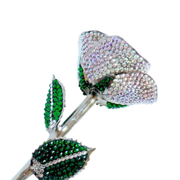 Custom Platinum Trim Aurora Borealis Forever Rose with Swarovski¨ Crystals (Solid Color) (Made to Order)