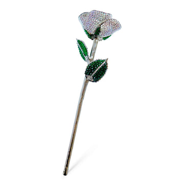Custom Platinum Trim Aurora Borealis Forever Rose with Swarovski¨ Crystals (Solid Color) (Made to Order)