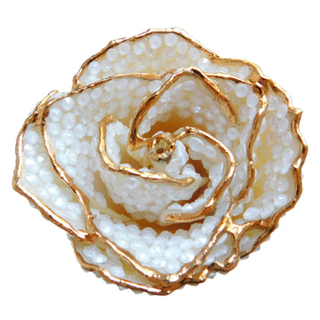 Custom 24K Gold Trim Electric White Forever Rose with Swarovski¨ Crystals (Solid Color) (Ready to Ship)