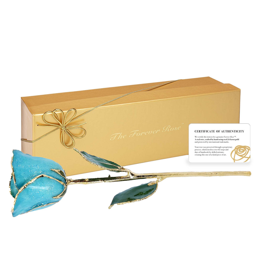 24K Gold Forever Rose - Aquamarine Sparkle (March Birthstone)
