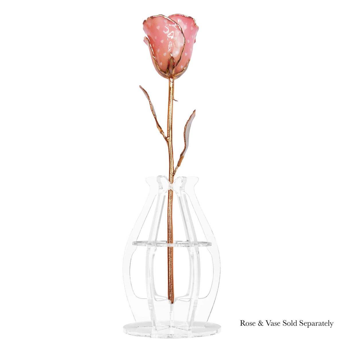 24K Gold Forever Rose - Heart Rose - Pink (White Hearts)