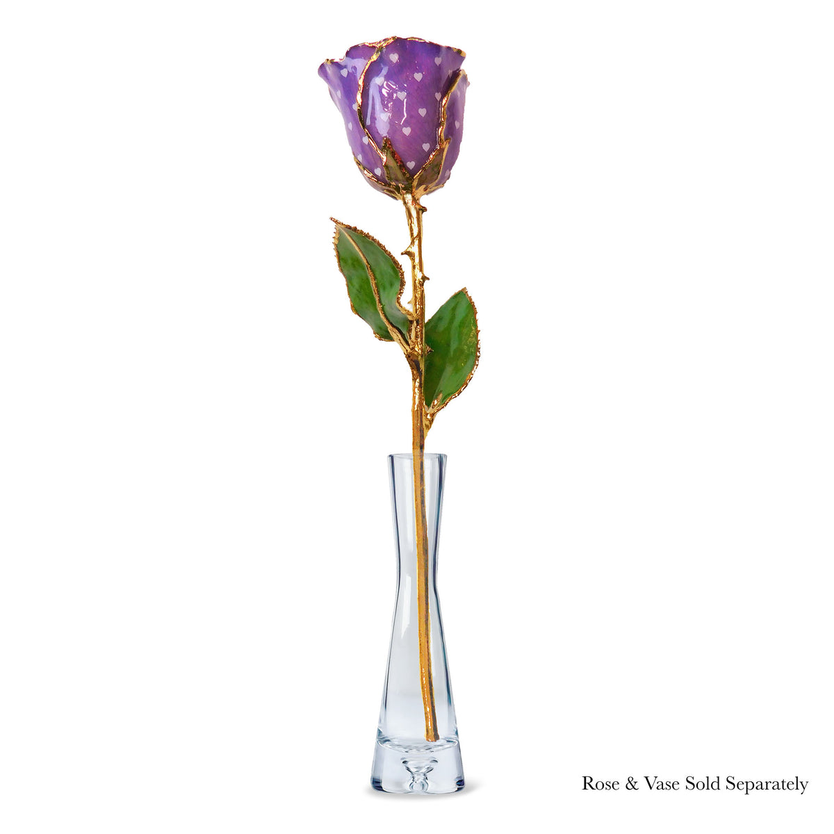 24K Gold Forever Rose - Heart Rose - Purple (White Hearts)