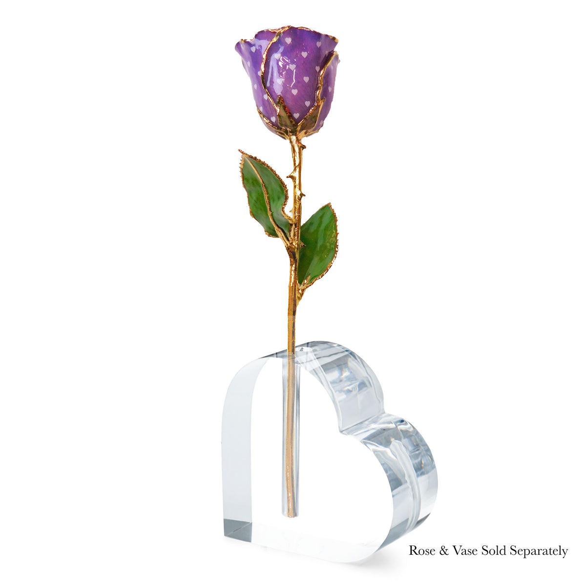 24K Gold Forever Rose - Heart Rose - Purple (White Hearts)