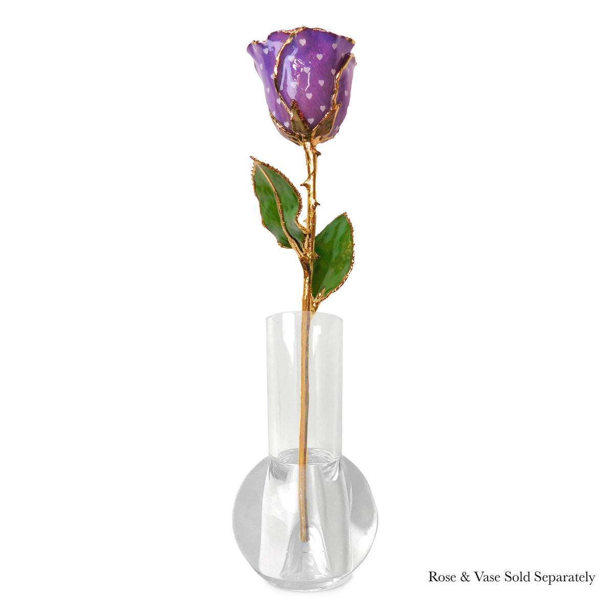 24K Gold Forever Rose - Heart Rose - Purple (White Hearts)