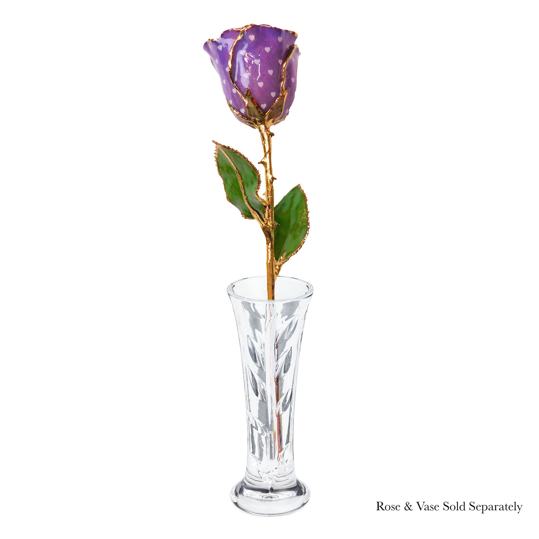 24K Gold Forever Rose - Heart Rose - Purple (White Hearts)