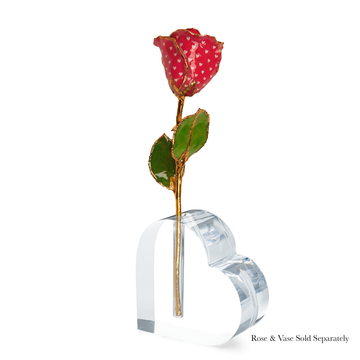 24K Gold Forever Rose - Heart Rose - Red (White Hearts)