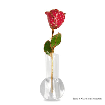 24K Gold Forever Rose - Heart Rose - Red (White Hearts)