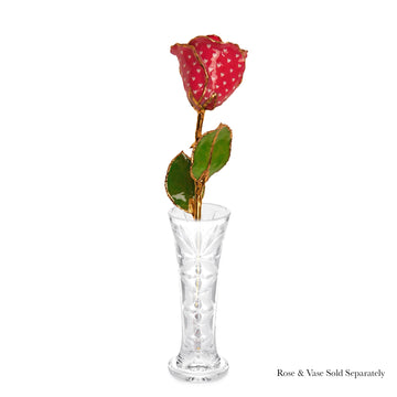 24K Gold Forever Rose - Heart Rose - Red (White Hearts)