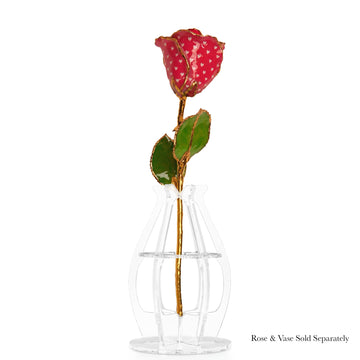 24K Gold Forever Rose - Heart Rose - Red (White Hearts)