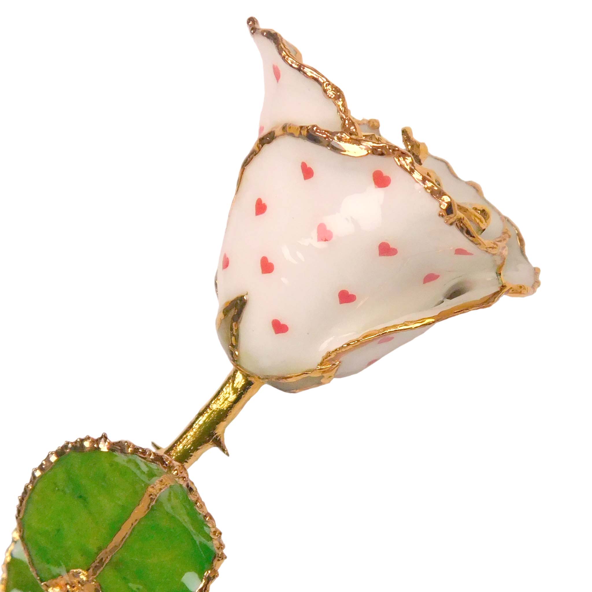 24K Gold Forever Rose - Heart Rose - White (Red Hearts)