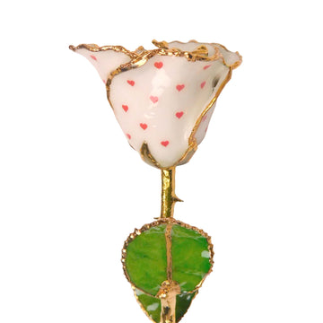 24K Gold Forever Rose - Heart Rose - White (Red Hearts)