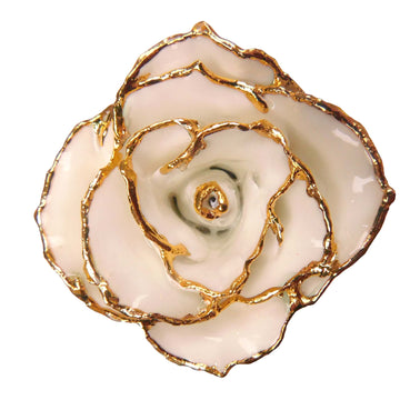 24K Gold Forever Rose - Heart Rose - White (Red Hearts)