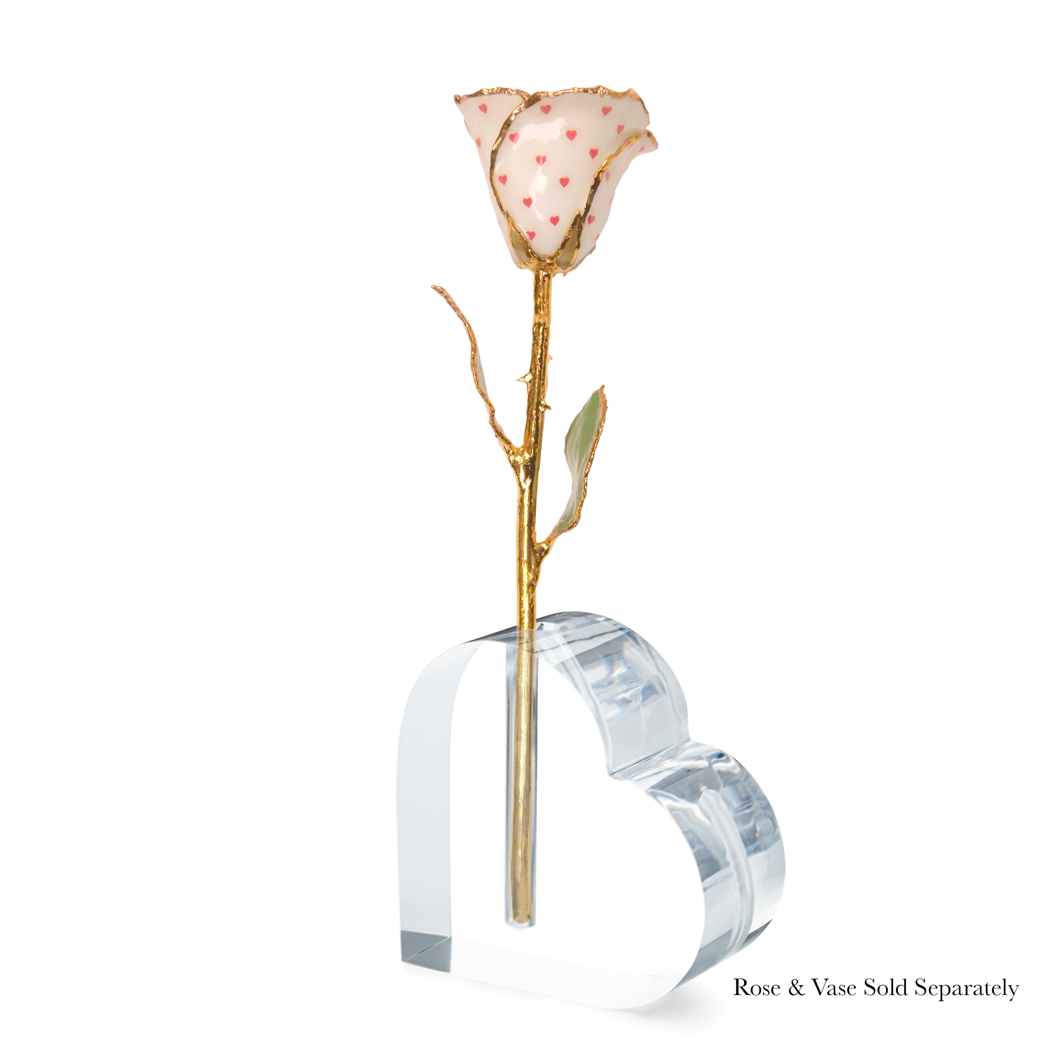 24K Gold Forever Rose - Heart Rose - White (Red Hearts)