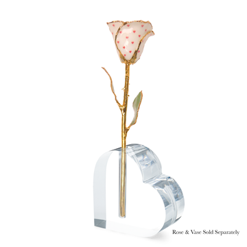 24K Gold Forever Rose - Heart Rose - White (Red Hearts)