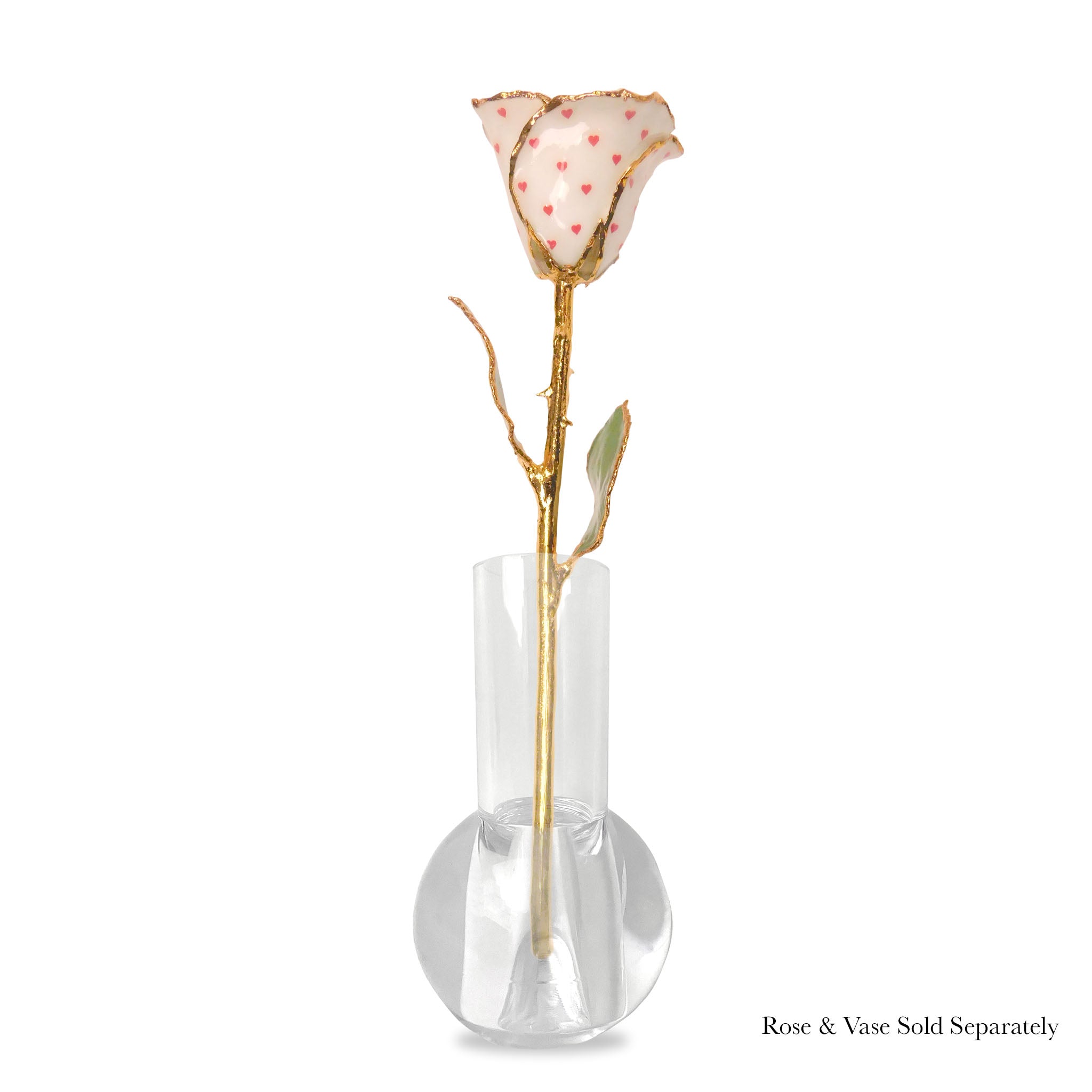24K Gold Forever Rose - Heart Rose - White (Red Hearts)