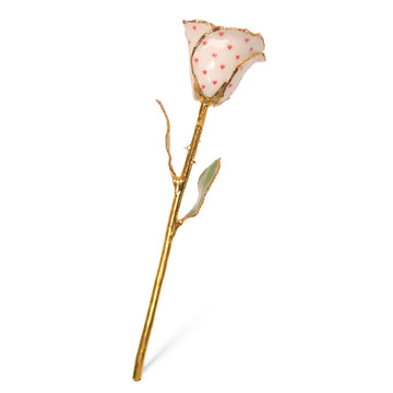 24K Gold Forever Rose - Heart Rose - White (Red Hearts)