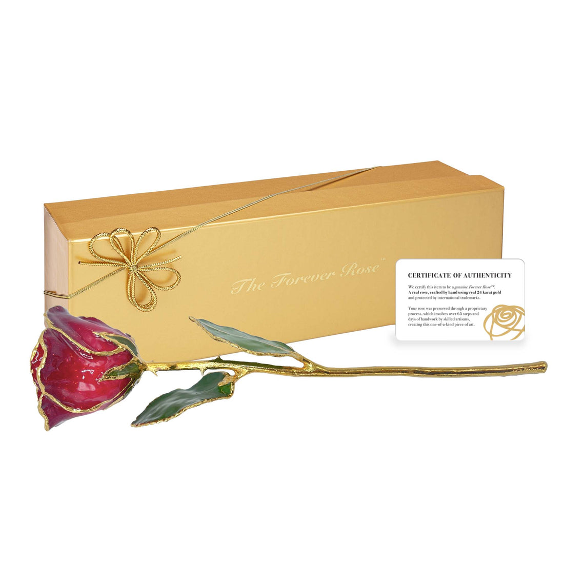24K Gold Forever Rose - Ruby Red Sparkle (July Birthstone)
