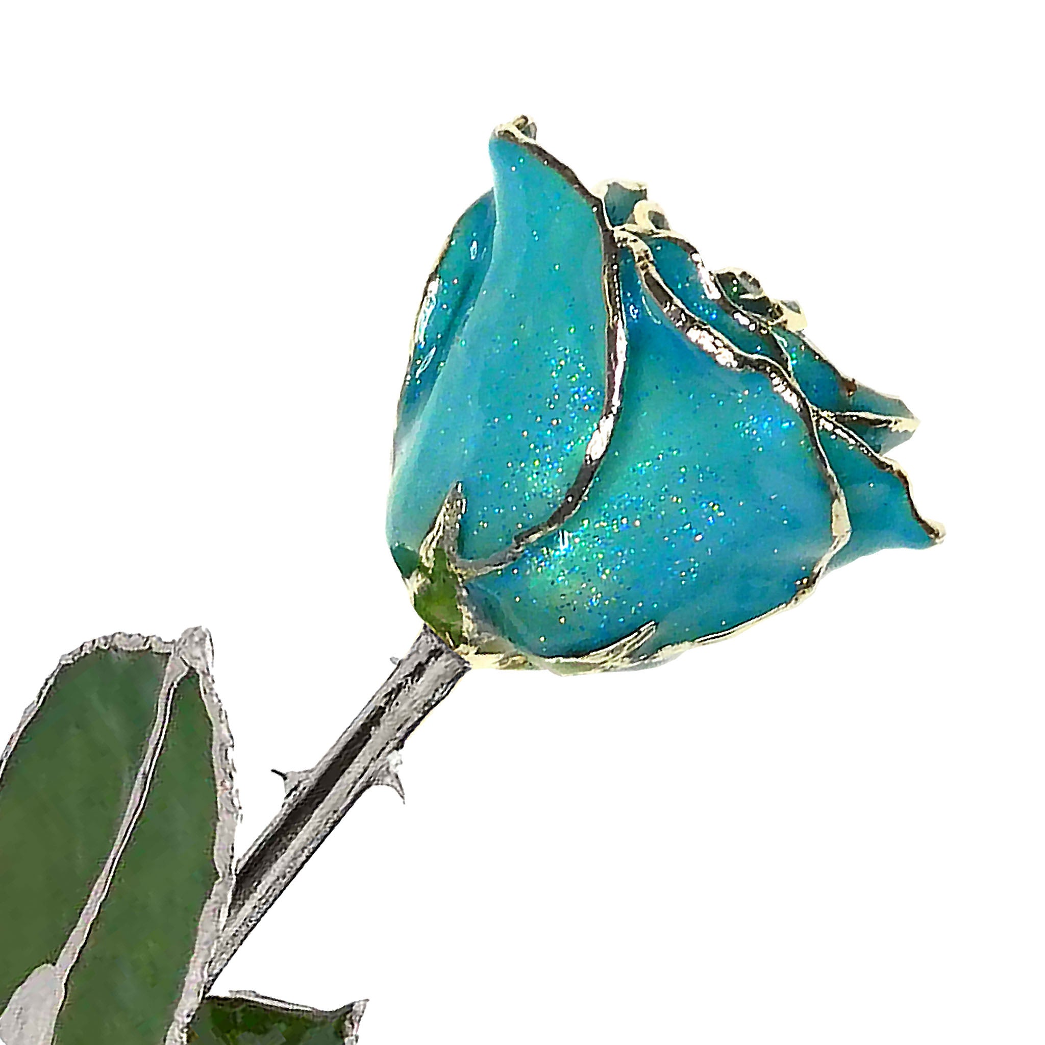 Silver Forever Rose - Aquamarine Sparkle (March Birthstone)