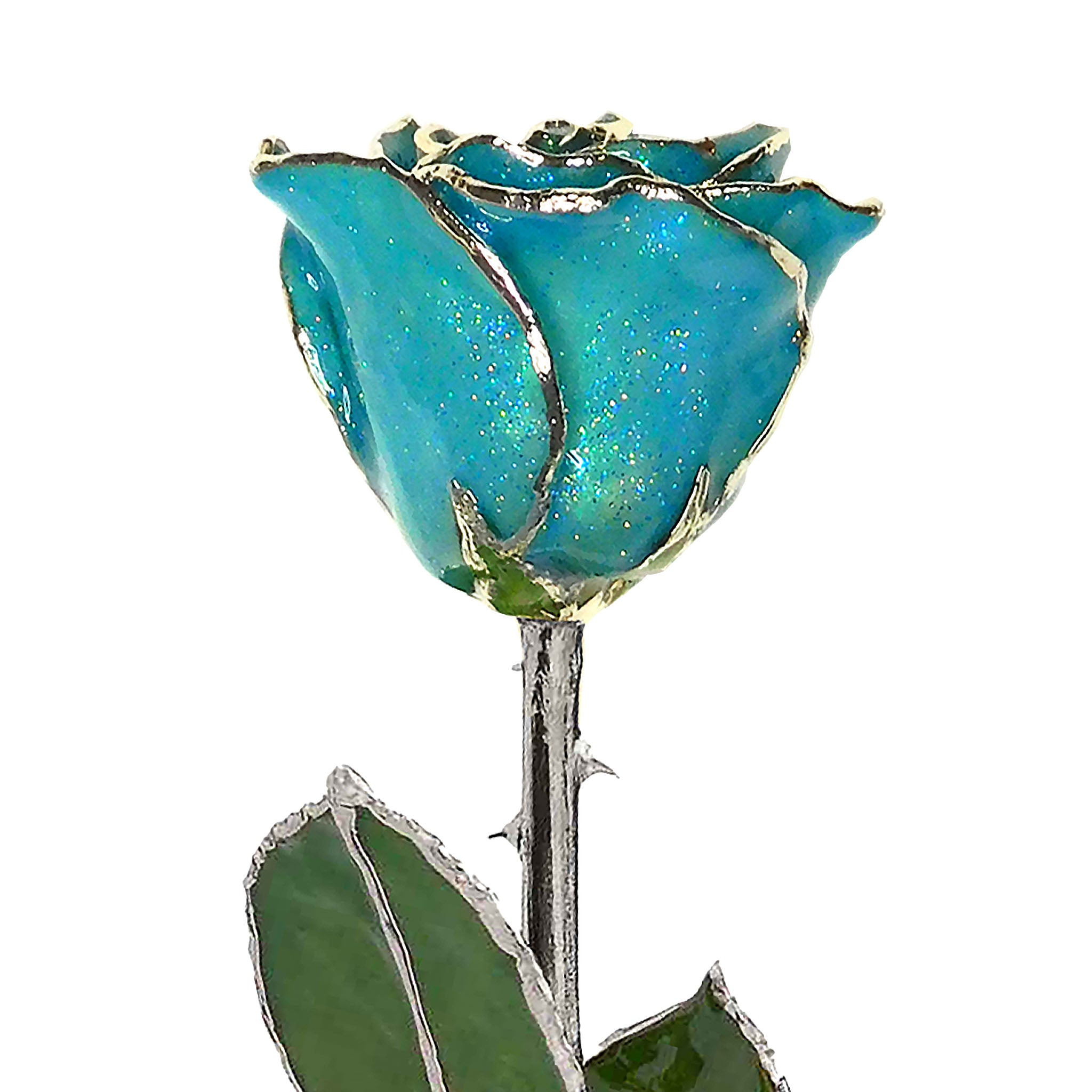 Silver Forever Rose - Aquamarine Sparkle (March Birthstone)