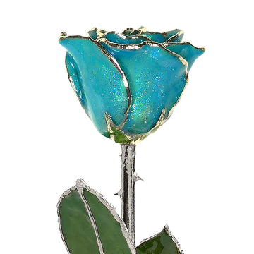 Silver Forever Rose - Aquamarine Sparkle (March Birthstone)