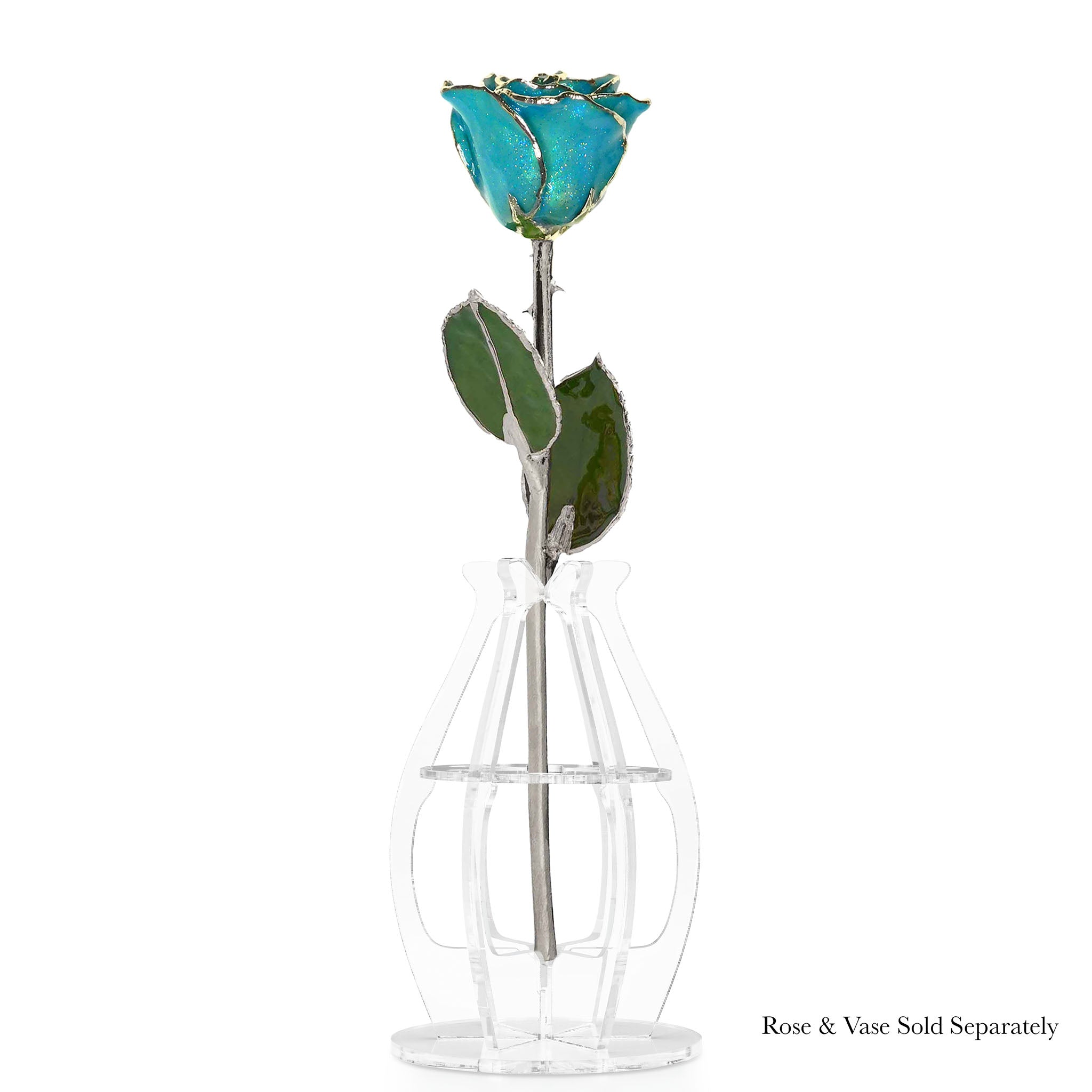 Silver Forever Rose - Aquamarine Sparkle (March Birthstone)