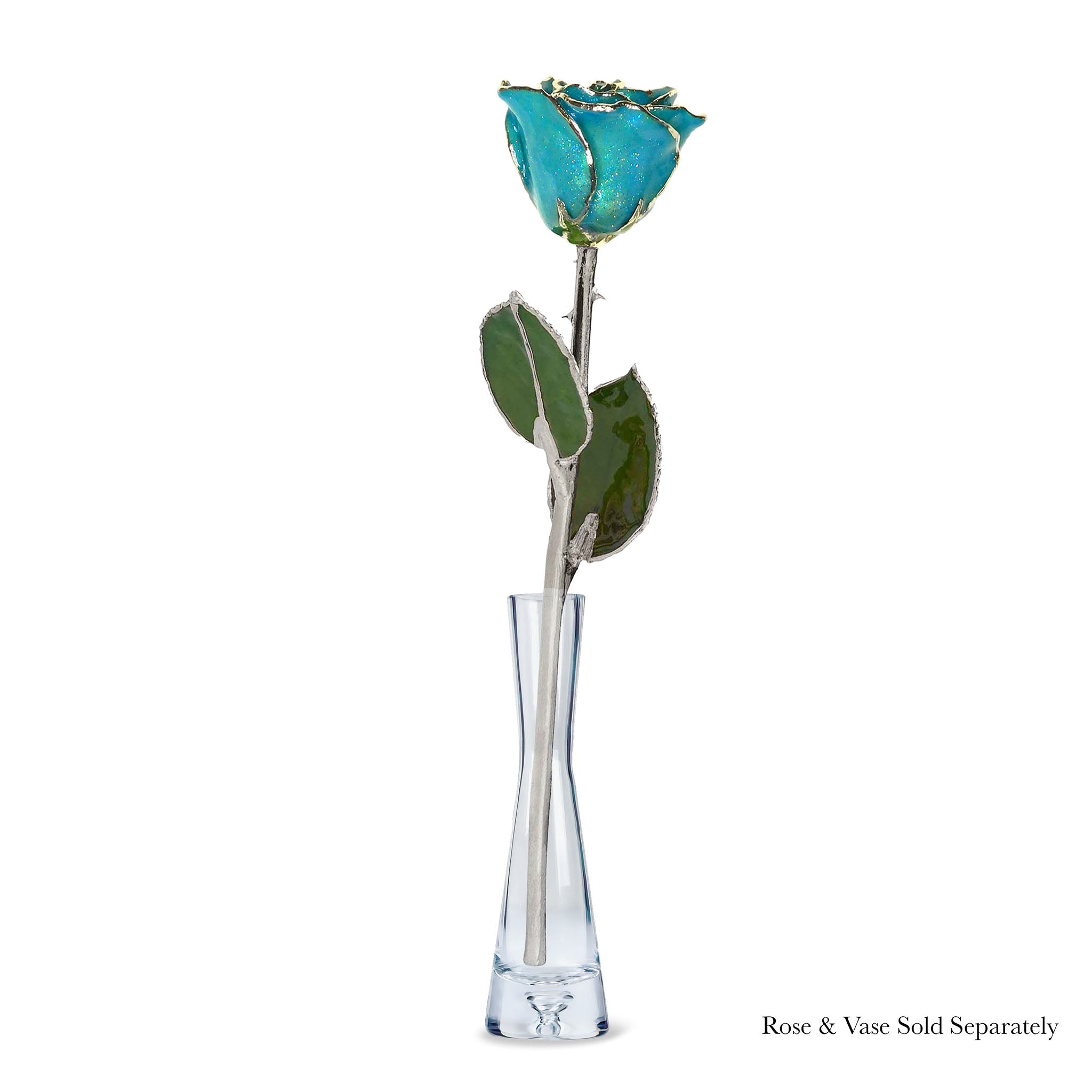 Silver Forever Rose - Aquamarine Sparkle (March Birthstone)