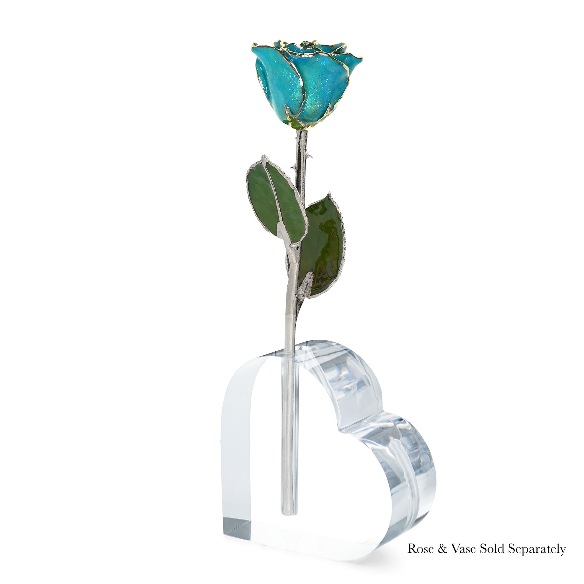 Silver Forever Rose - Aquamarine Sparkle (March Birthstone)