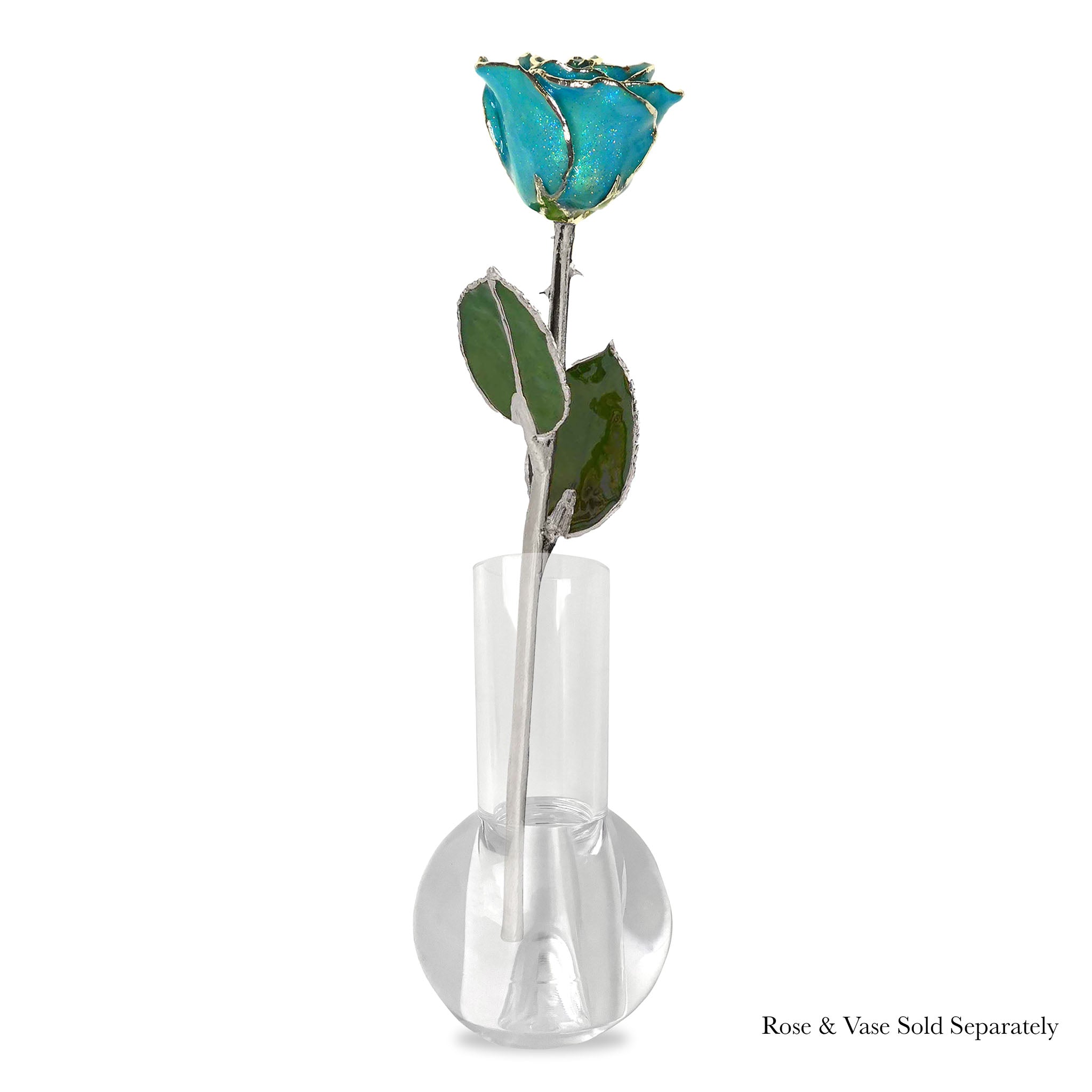 Silver Forever Rose - Aquamarine Sparkle (March Birthstone)