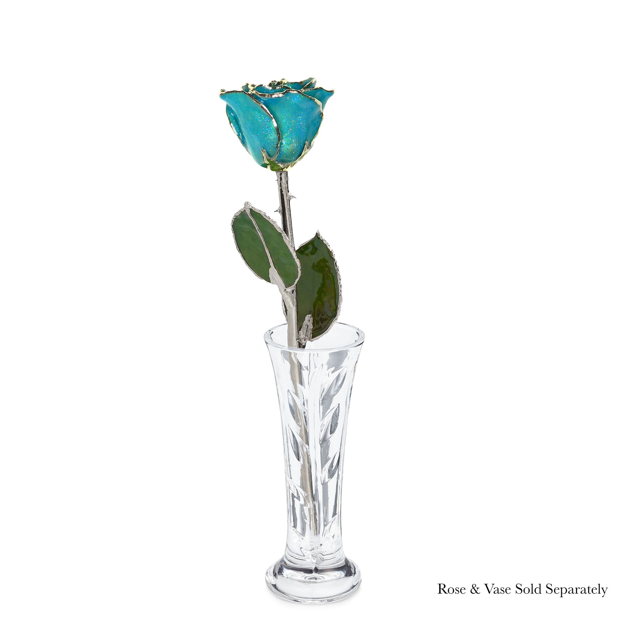 Silver Forever Rose - Aquamarine Sparkle (March Birthstone)