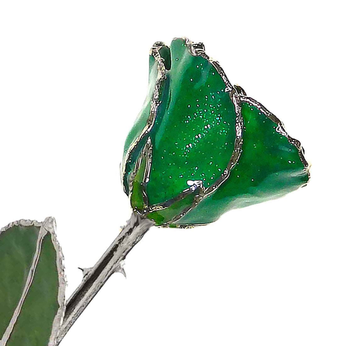 Silver Forever Rose - Emerald (May Birthstone)