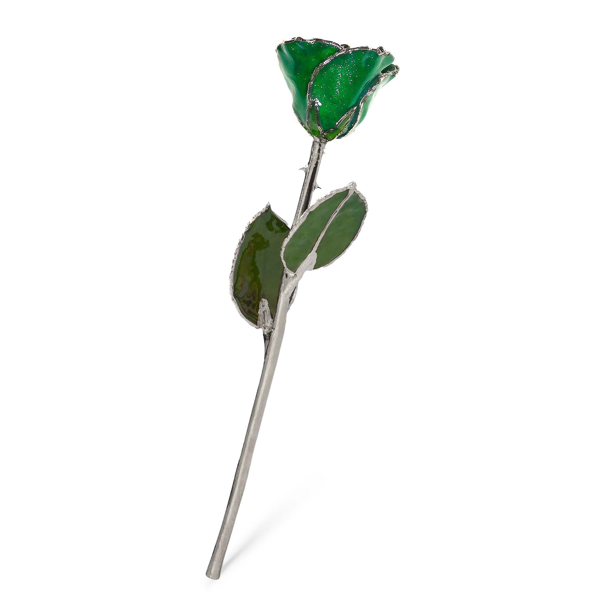 Silver Forever Rose - Emerald (May Birthstone)