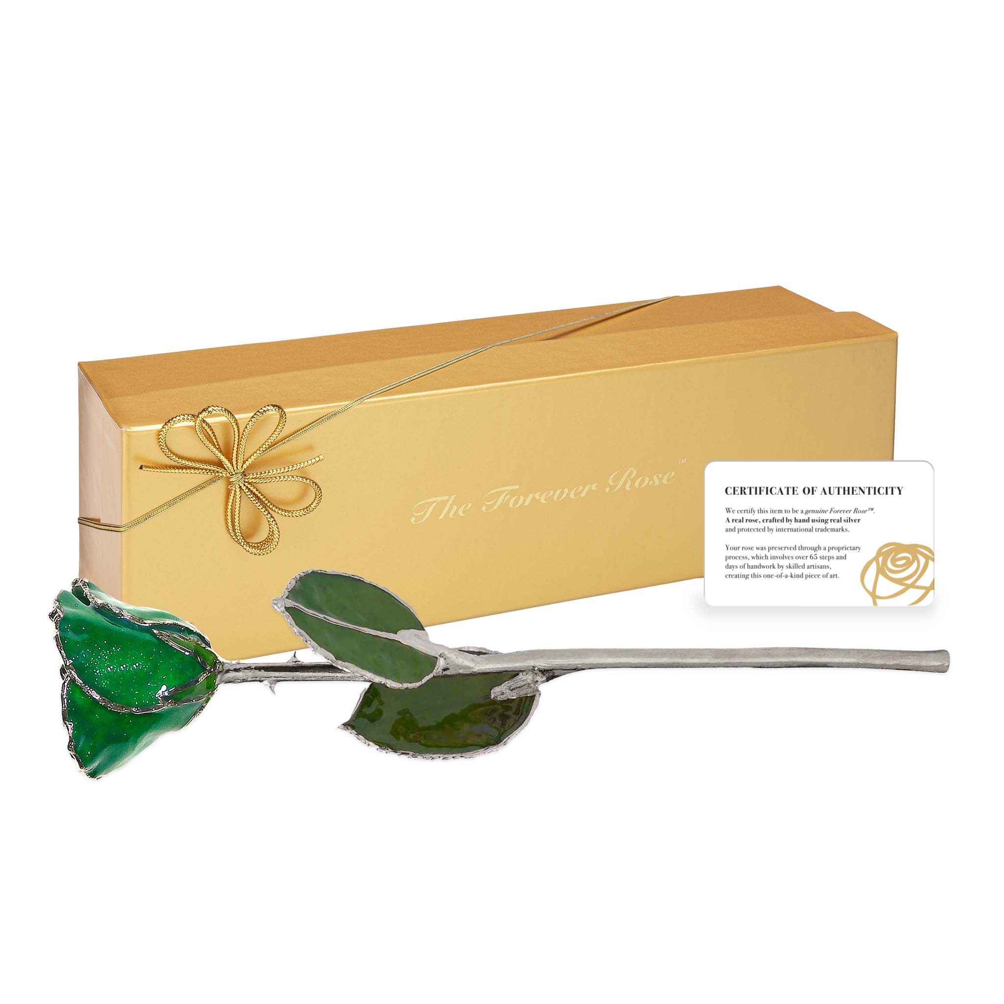 Silver Forever Rose - Emerald (May Birthstone)