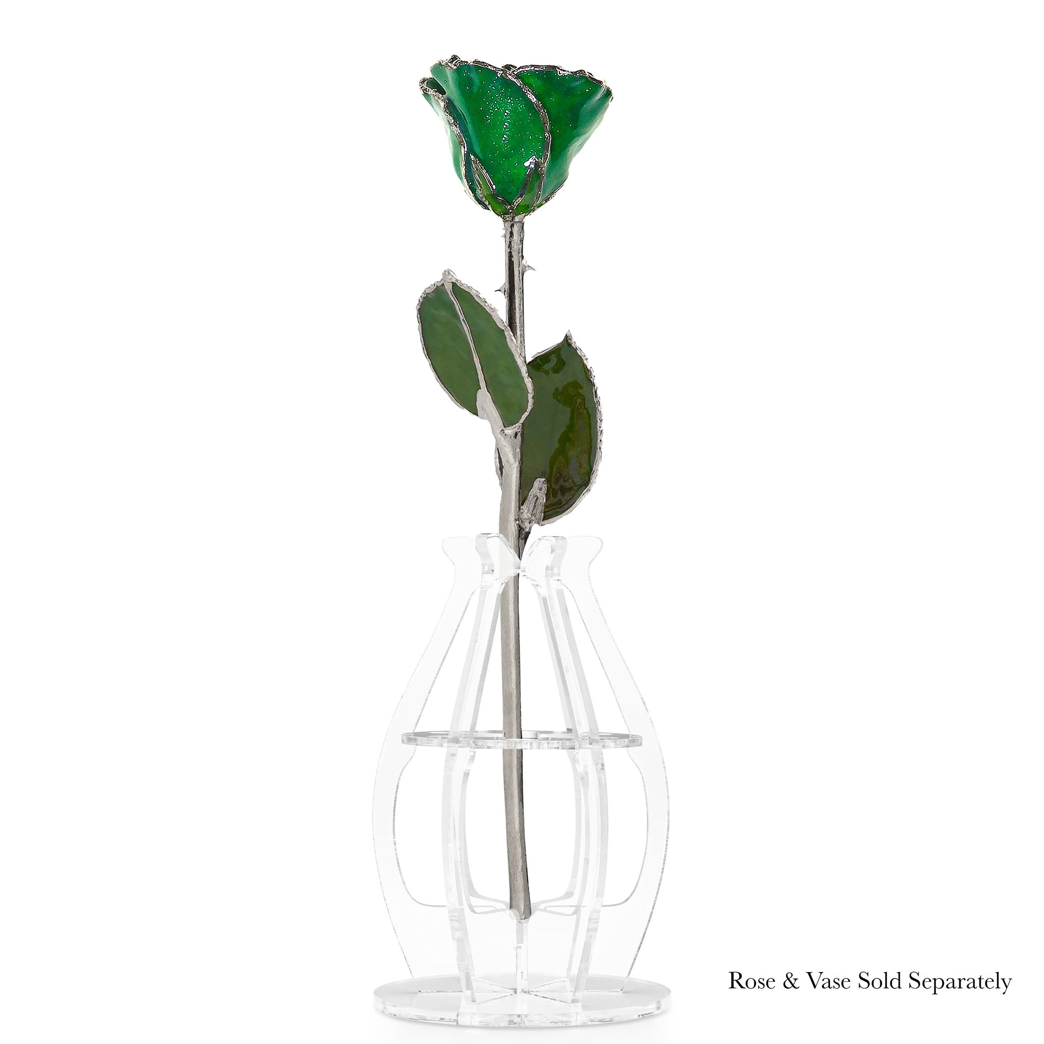 Silver Forever Rose - Emerald (May Birthstone)