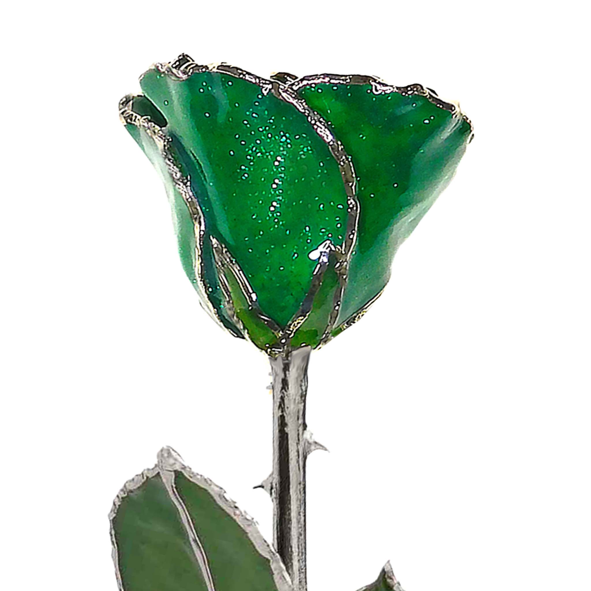 Silver Forever Rose - Emerald (May Birthstone)