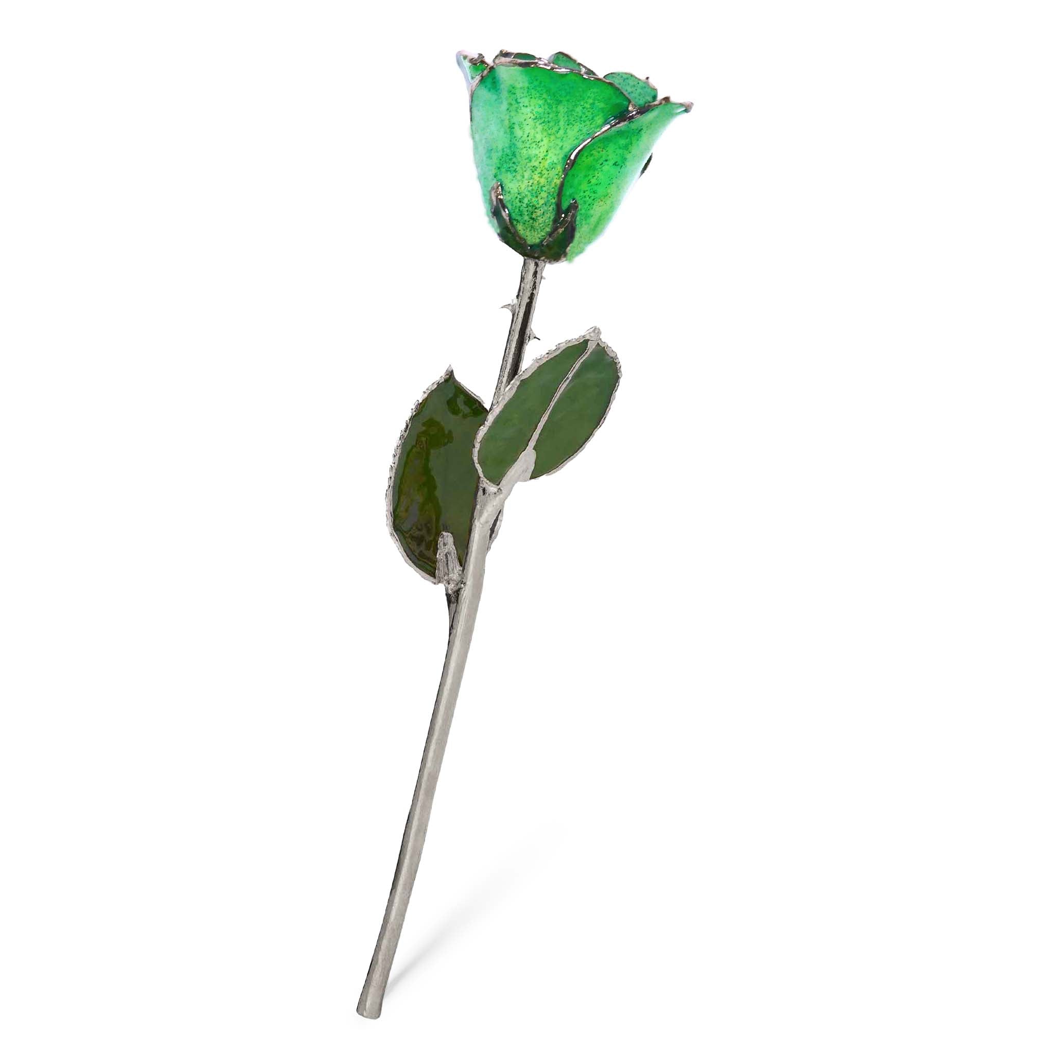 Silver Forever Rose - Peridot Sparkle (August Birthstone)