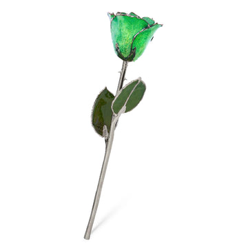 Silver Forever Rose - Peridot Sparkle (August Birthstone)
