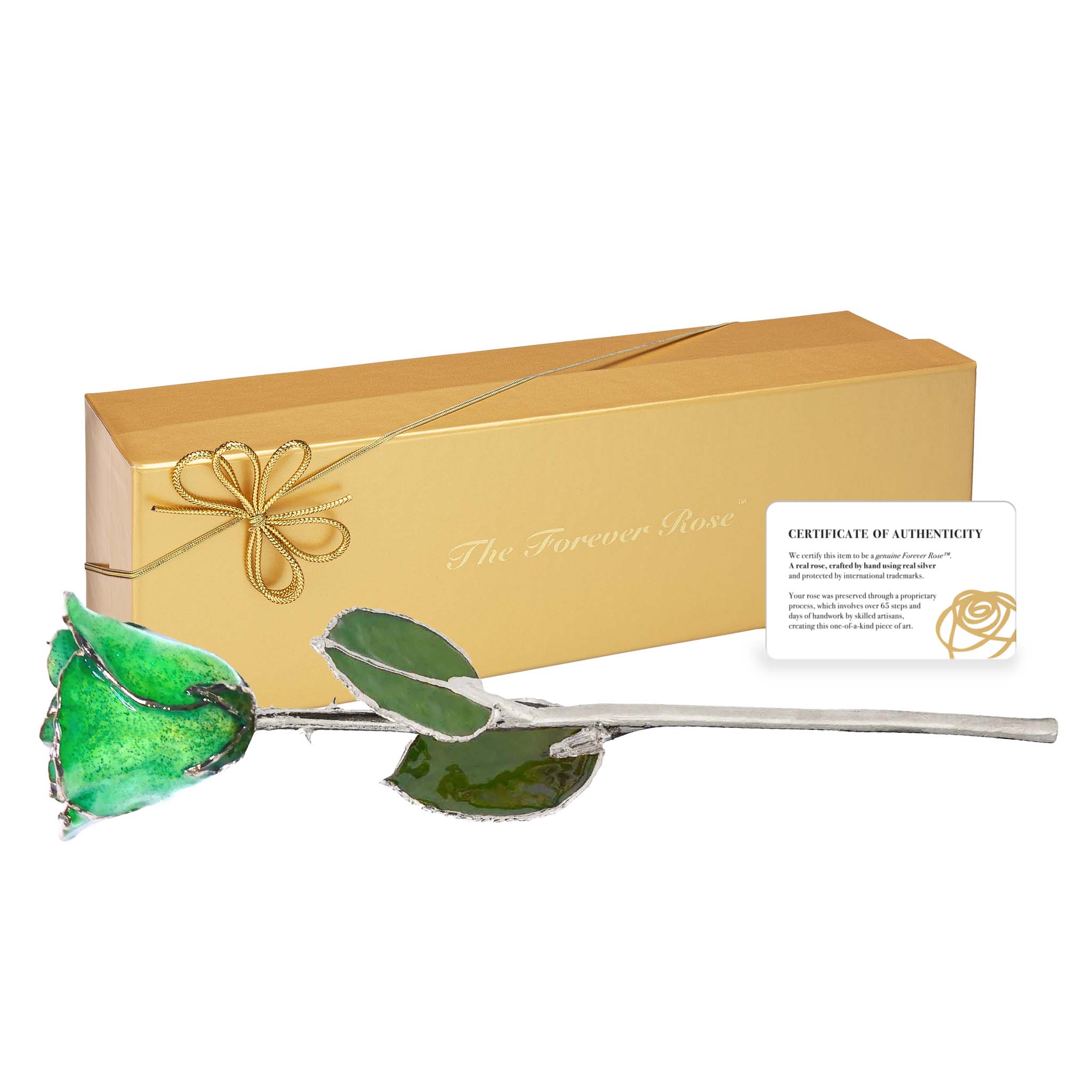 Silver Forever Rose - Peridot Sparkle (August Birthstone)