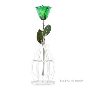 Silver Forever Rose - Peridot Sparkle (August Birthstone)