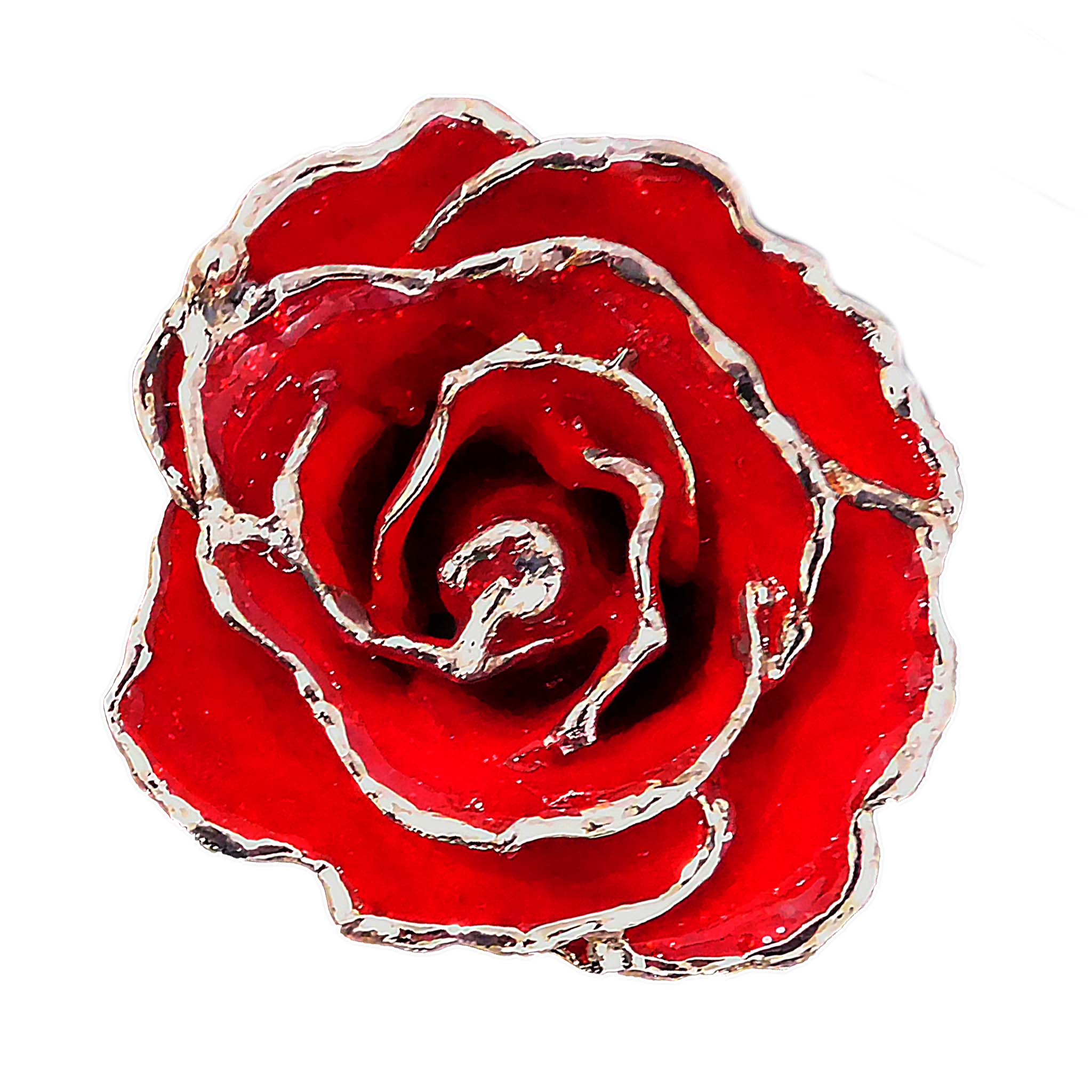 Silver Forever Rose - Ruby Red Sparkle (July Birthstone)