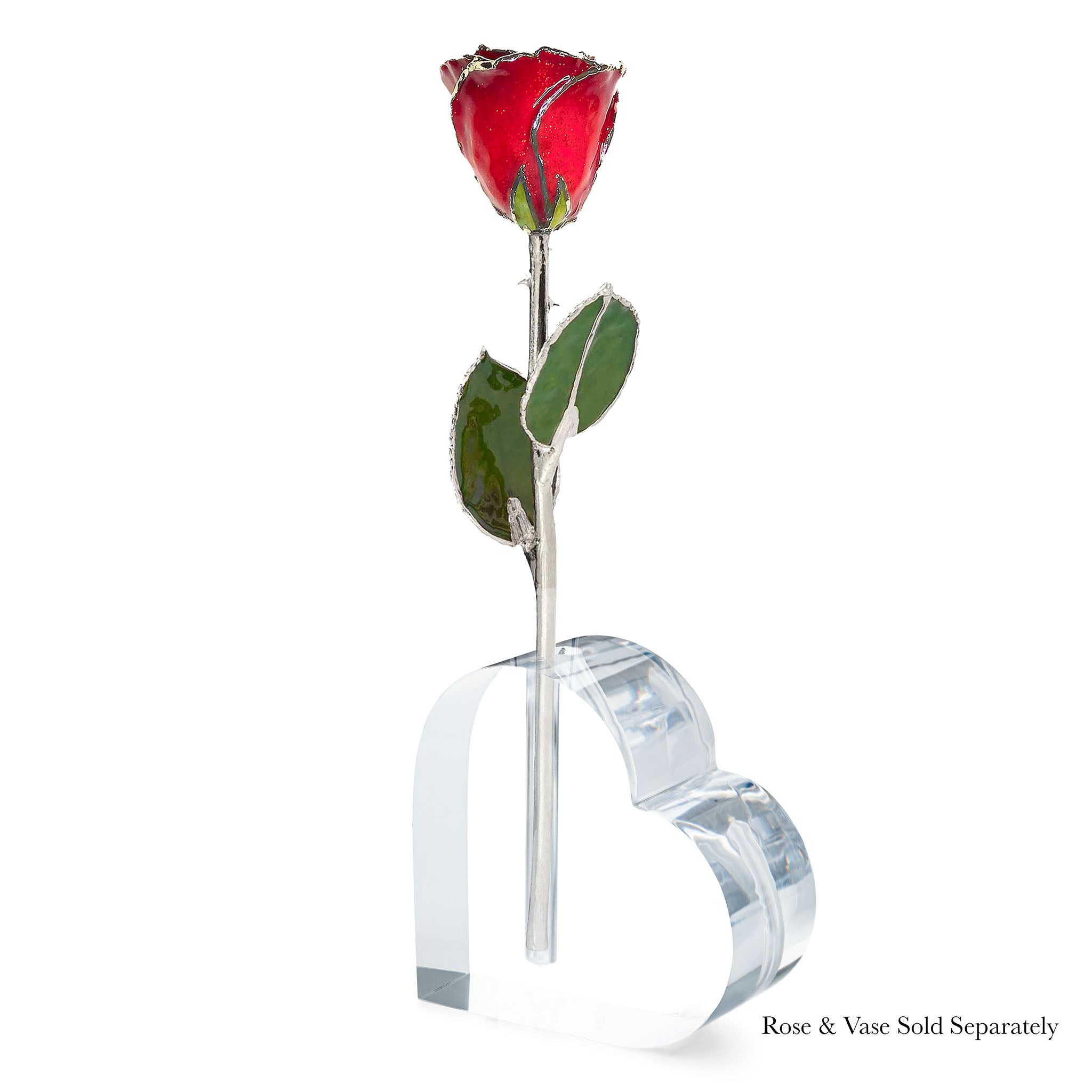 Silver Forever Rose - Ruby Red Sparkle (July Birthstone)