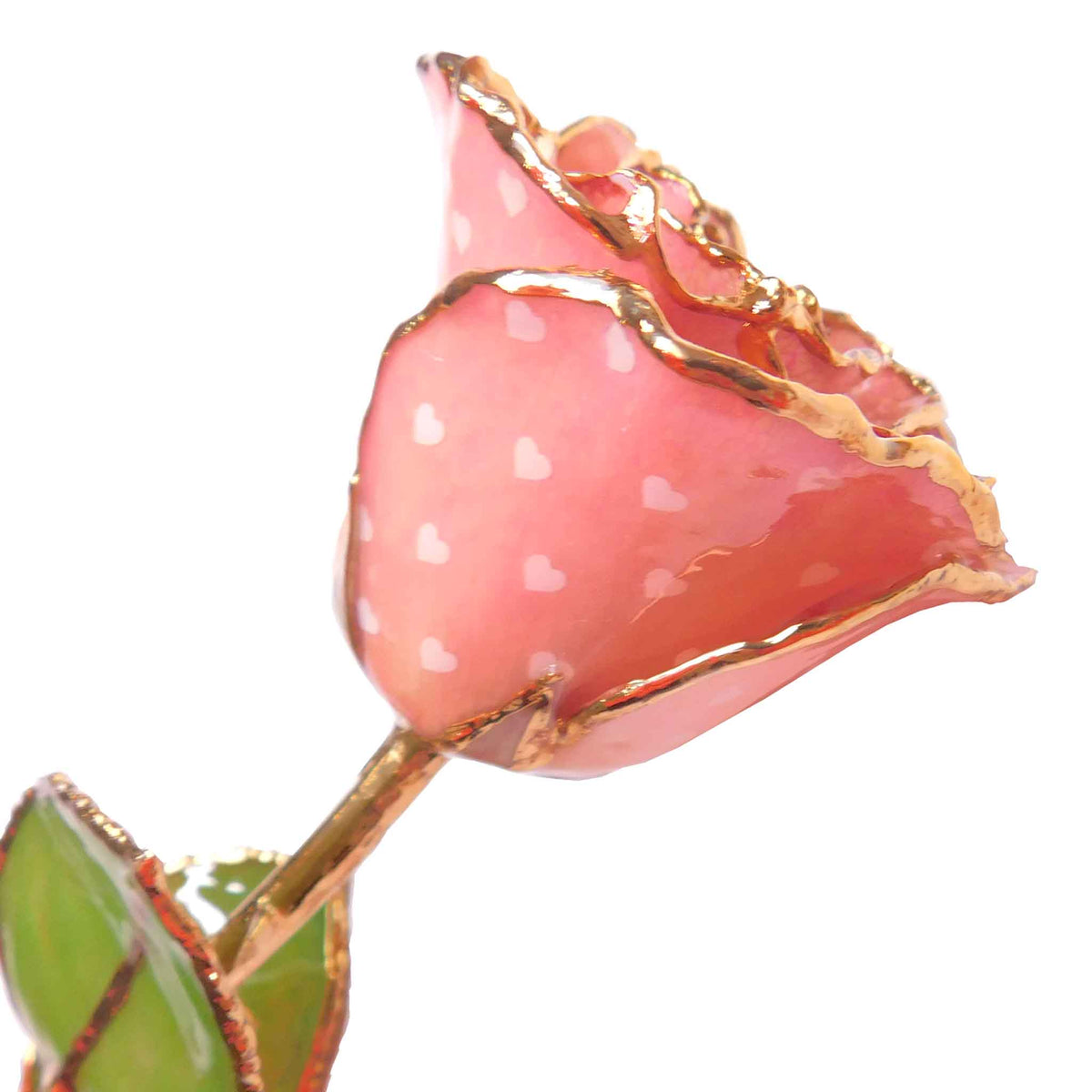 24K Gold Forever Rose - Heart Rose - Pink (White Hearts)