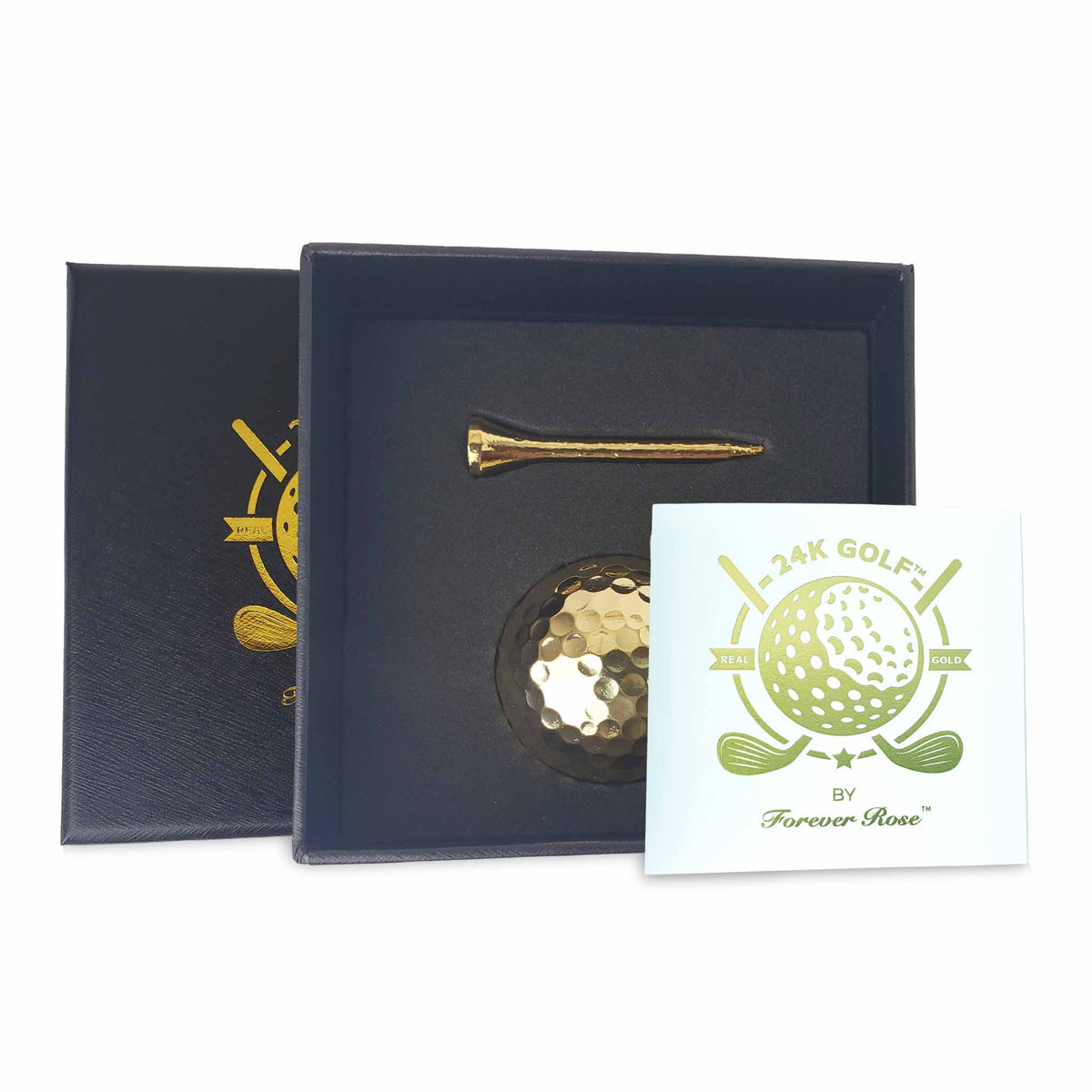 Genuine 24K Gold Plated Golf Ball and Tee Combo by 24K Golf™ (Ball + Tee Combo)