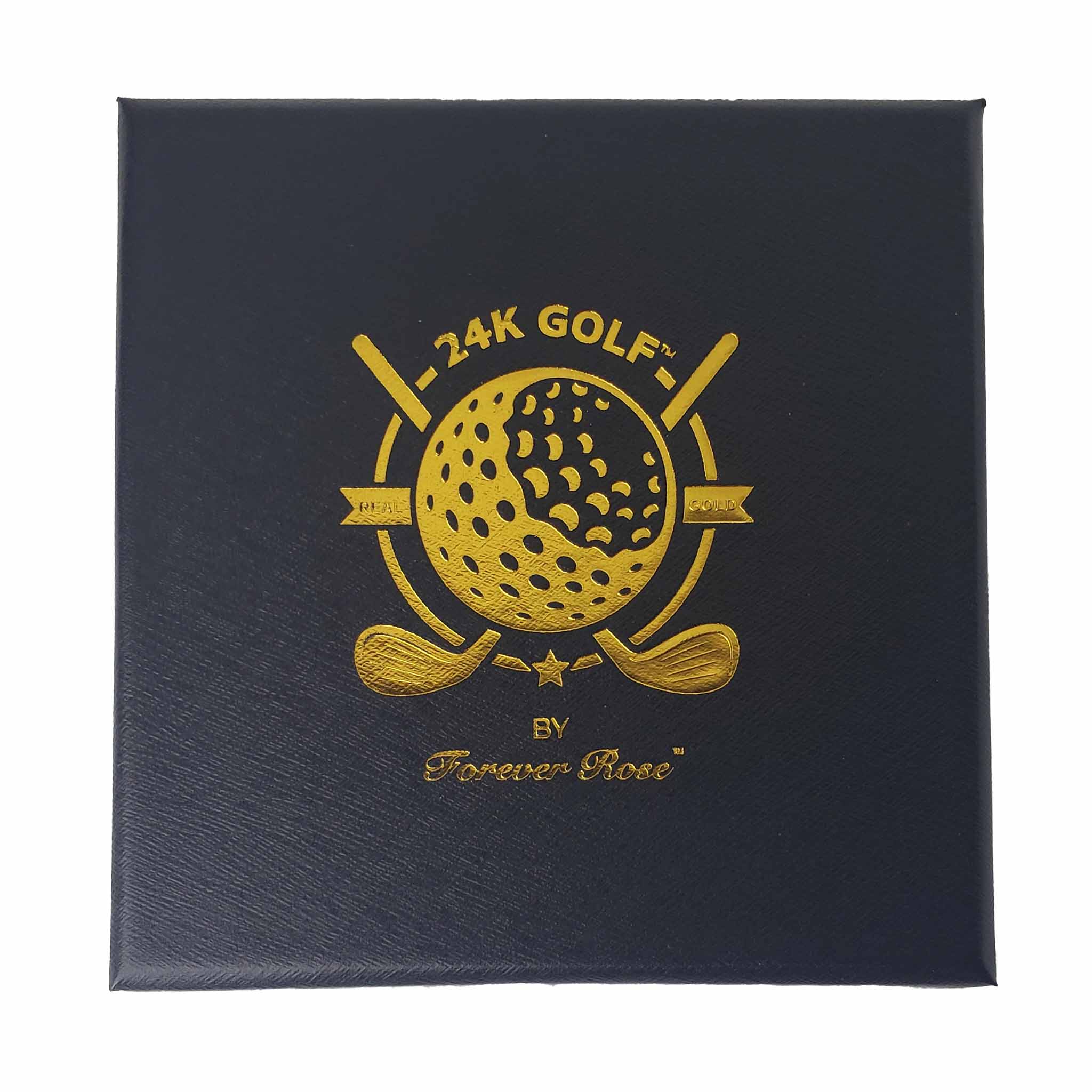 Genuine 24K Gold Plated Golf Ball and Tee Combo by 24K Golf™ (Ball + 2 Tee Combo)