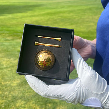 Genuine 24K Gold Plated Golf Ball and Tee Combo by 24K Golf™ (Ball + 2 Tee Combo)